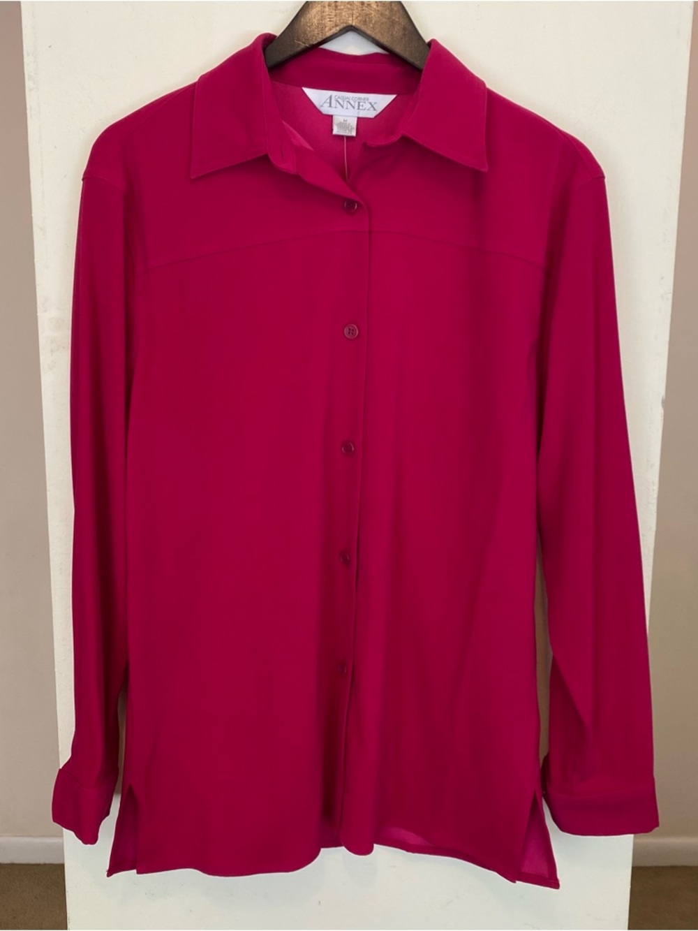 NWT Vintage Casual Corner Annex Pink Button Down Long Sleeve Shirt Womens Medium